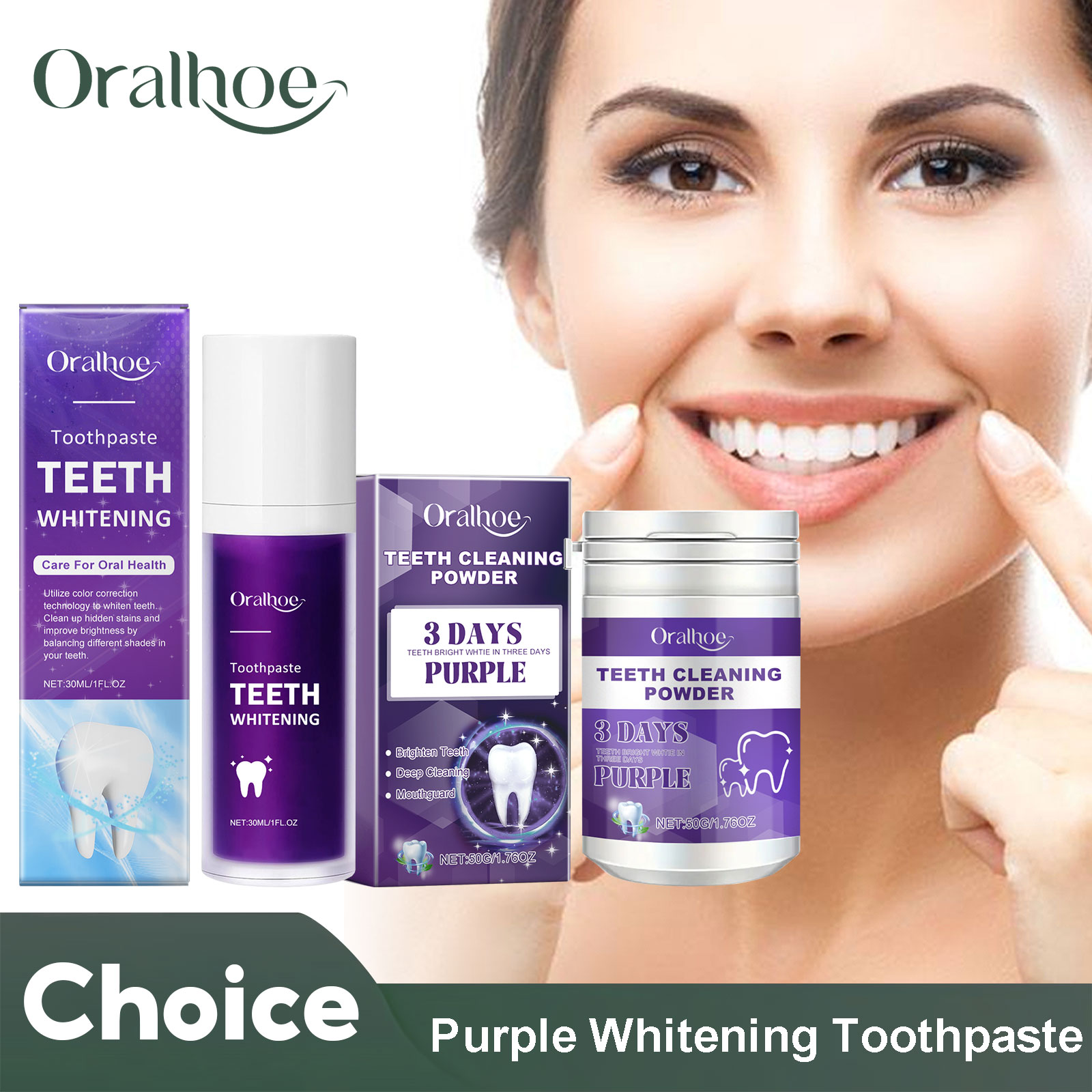 Teeth Whitening Street - Correttore viola Dentifricio sbiancante Pulizia profonda