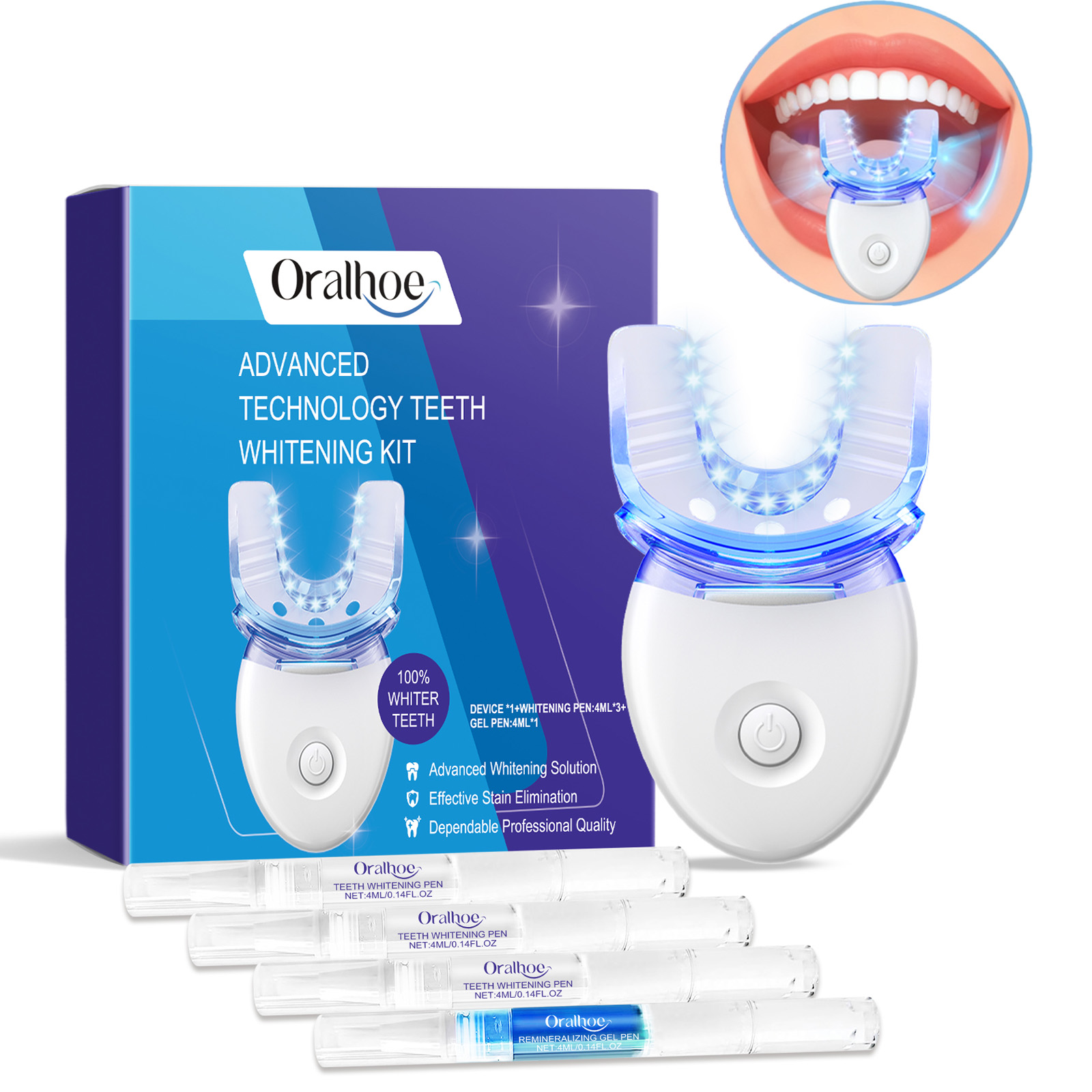 Teeth Whitening Gel Peroxide - Kit luce LED professionale per sbiancamento